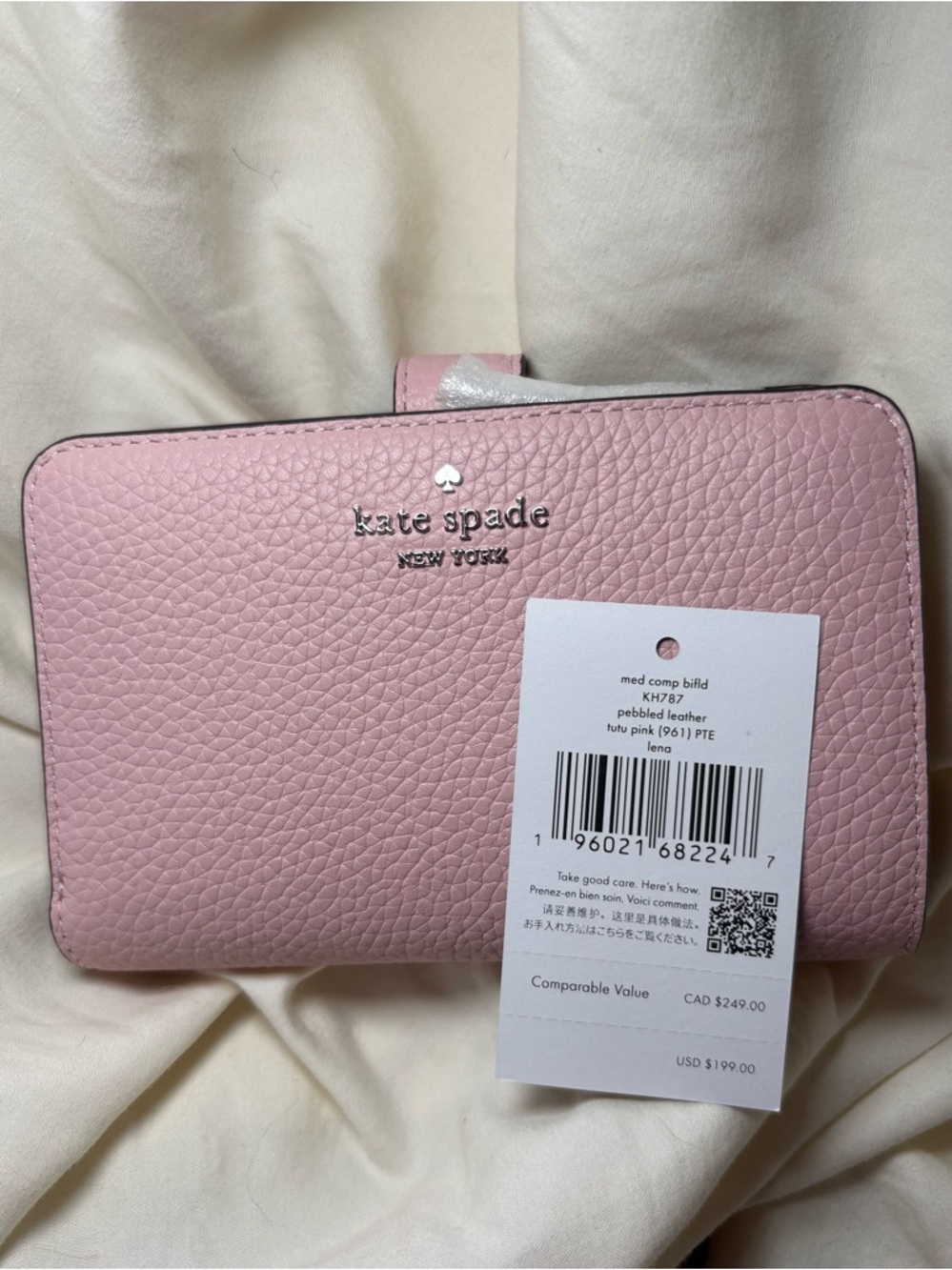 NWT Kate Spade Blush Pink Pebbled Wallet